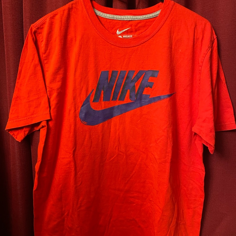 Nike-Red/Blue/Black Cotton Shirt-Size:Large‎